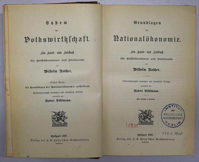 W 131 Rosch-1(22) : Die Grundlagen der Nationalökonomie (1897)