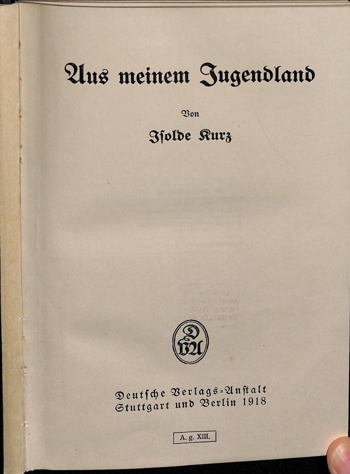 DLIT10977 : Aus meinem Jugendland (1918)
