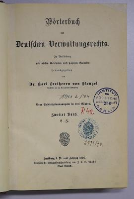 R 42 Woer-2 L-Z : Wörterbuch des Deutschen Verwaltungsrechts. 2. Band (1894)