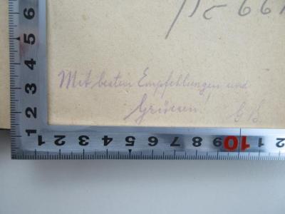- (Beyerhaus, Gisbert), Von Hand: Widmung; 'Mit besten Empfehlungen und Grüssen! G.B'. 