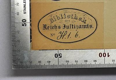 R 42 Woer-1 A-K : Wörterbuch des Deutschen Verwaltungsrechts. 1. Band (1894);- (Bibliothek Reichs-Justizamt), Etikett: Name, Signatur, Berufsangabe/Titel/Branche; 'Bibliothek des Reichs-Justizamts No. H.1. 6.'. 