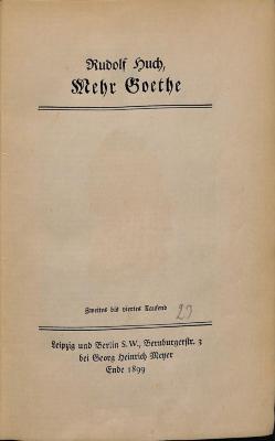 DLIT10836 : Mehr Goethe (1899)