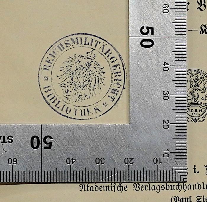 - (Reichsmilitärgericht Bibliothek), Stempel: Name, Wappen; 'Reichsmilitärgericht 
Bibliothek'. ;R 42 Woer-1 A-K : Wörterbuch des Deutschen Verwaltungsrechts. 1. Band (1890)