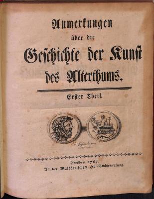 KW370 : Anmerkungen über die Geschichte der Kunst des Alterthums (1767)