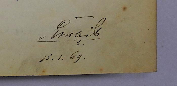 W 96 Kir-1(6) : Handbuch für angehende Landwirthe, 1. Theil (1864);-, Von Hand: Datum; '[…] 15.1.69'