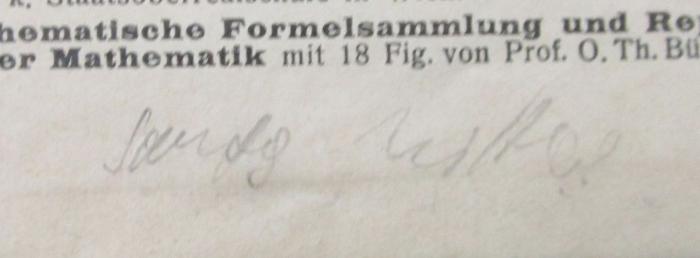 Ic 220 b 2.Ex.: Determinanten (1912);- (unbekannt), Von Hand: Annotation; '[...]'. 