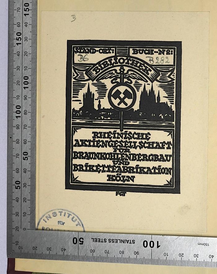 W 93 Kei : Die Landwirtschaft (1928);- (Bibliothek Rheinische Aktiengesellschaft für Braunkohlenbergbau und Brikettfabrikation Köln), Etikett: Exlibris, Name; 'Bibliothek Rheinische Aktiengesellschaft für Braunkohlenbergbau und Brikettfabrikation Köln
Stand-Ort:  B6
Buch-No: B282
FGT'. 