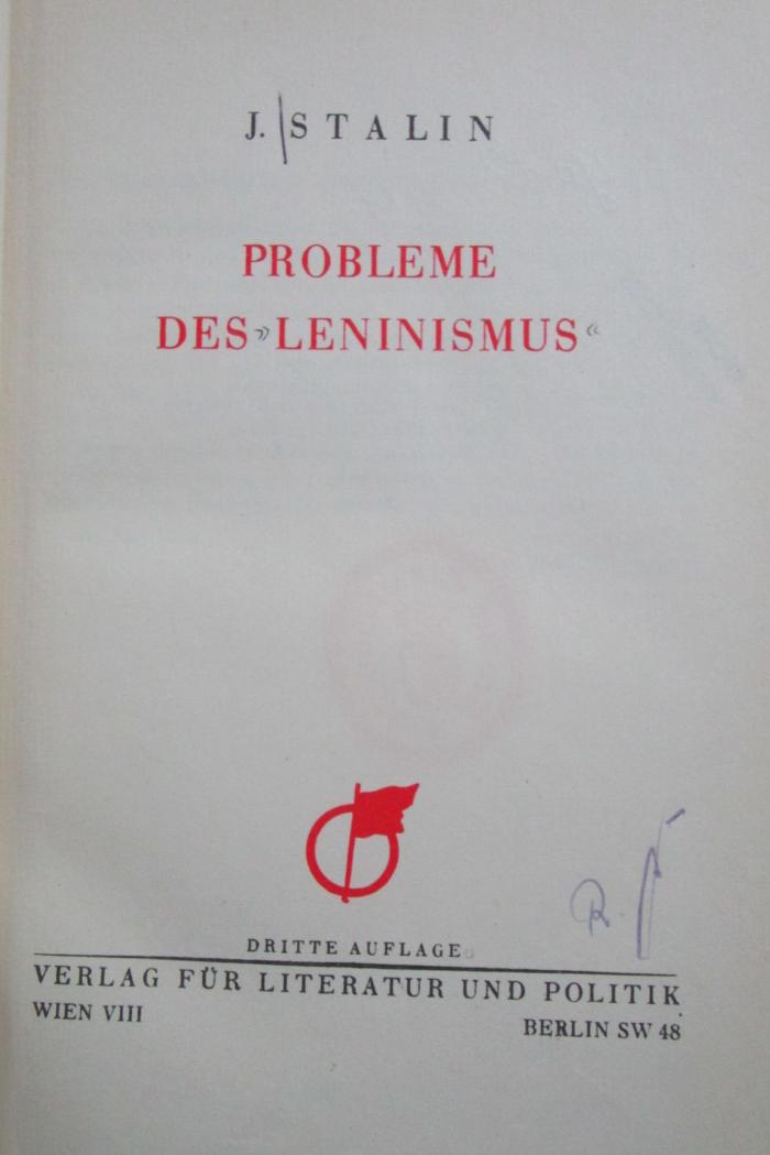 Gc 12 c 2.Ex.: Probleme des Leninismus (1926)