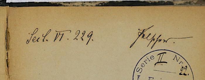T 21 Kann : Immanuel Kant's Metaphysik der Sitten (1870);-, Von Hand: Name, Nummer; '[…]ei[…] VI. 229. Felscher.'