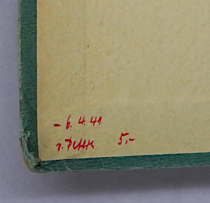 G 76 : Mensch und Geschichte (1935);-, Von Hand: Name, Datum, Preis; '-6.4.41 [1.] Peters 5,-'