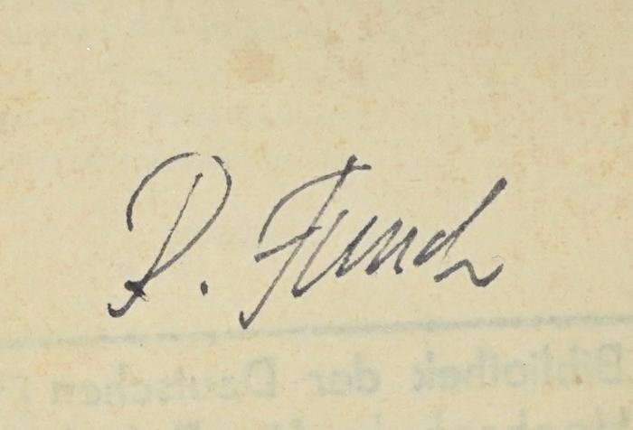 G 76 : Mensch und Geschichte (1935);-, Von Hand: Autogramm, Name; 'R. Fund'