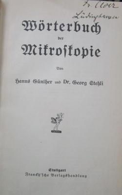 Kc 623 Ers.: Wörterbuch der Mikroskopie ([1912])