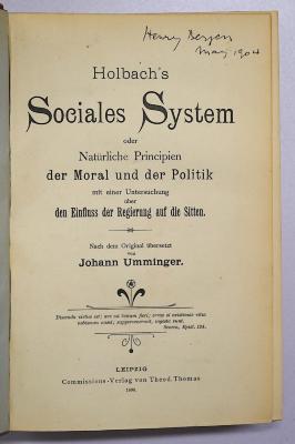 Pa 2 : Holbach´s Sociales System (1898)