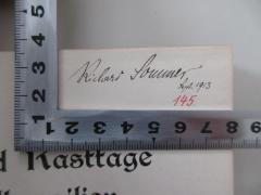 - (Sommer, Richard), Von Hand: Name, Datum, Nummer; 'Richard Sommer Sept. 1913
145'. 