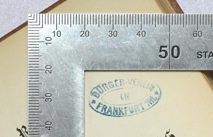 Pa 332 : Die Religion des Nationalliberalismus (1872);-, Stempel: Name, Ortsangabe; 'Bürger-Verein in Frankfurt M.'