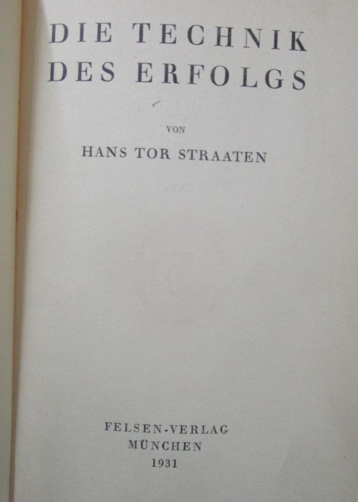 Md 24 3.Ex.: Die Technik des Erfolgs (1931)
