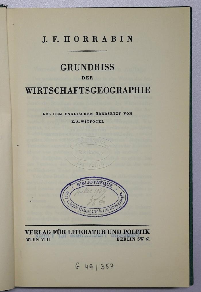 G 139a : Grundriss der Wirtschaftsgeographie (1926)