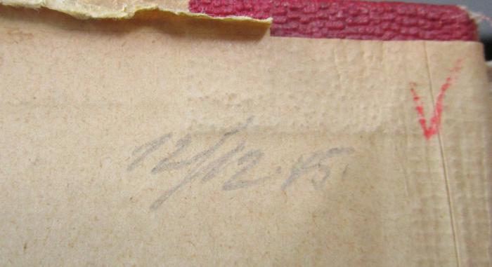 Kc 715 2.Ex.: Vom Vogelflug zum Menschenflug : Eine Untersuchung über die physikalischen Grundlagen des Vogelfluges und ein Beweis der Möglichkeit des Menschanfluges (1940);- (unbekannt), Von Hand: Nummer, Datum; '12/12.45.'. 