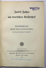 G 219 : Zwölf Jahre am deutschen Kaiserhof (1925)