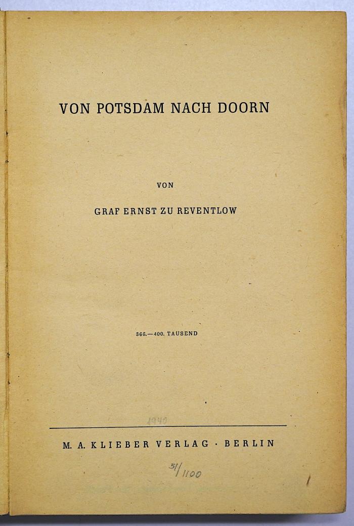 G 301 : Von Potsdam nach Doorn (1940)