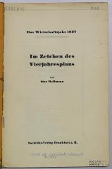 D 910 : Im Zeichen des Vierjahresplans (1937/38)