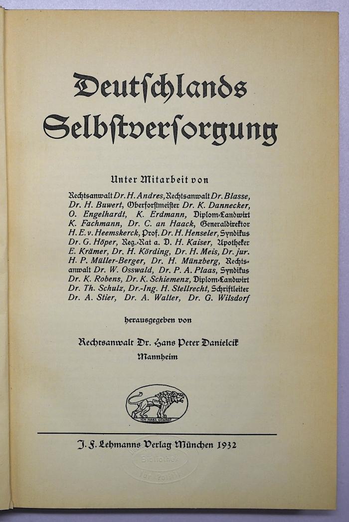 D 914 : Deutschlands Selbstversorgung (1932)