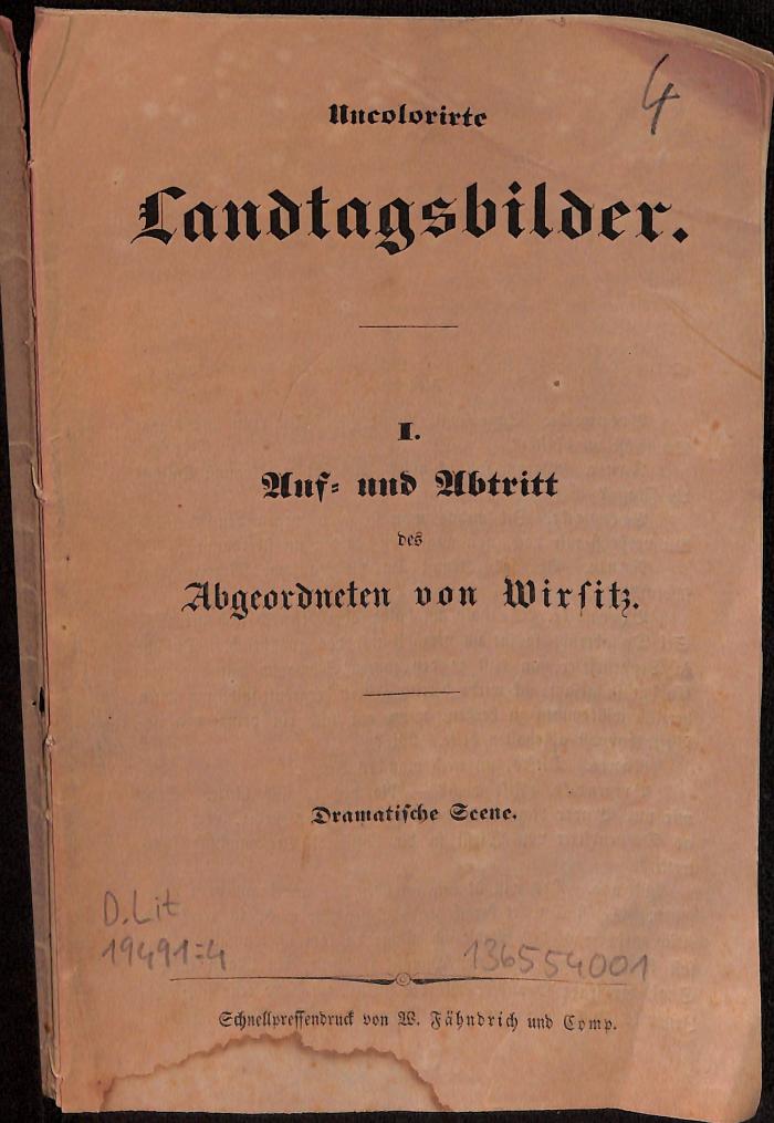 DLIT19491:4 : Uncolorirte Landtagsbilder (ca. 1850)
