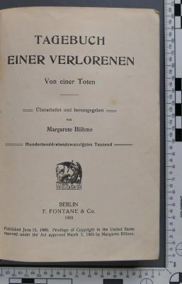  Tagebuch einer Verlorenen. Von einer Toten (1908)