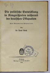 G 425 : Die politische Entwicklung in Kongreßpolen während der deutschen Okkupation (1919)