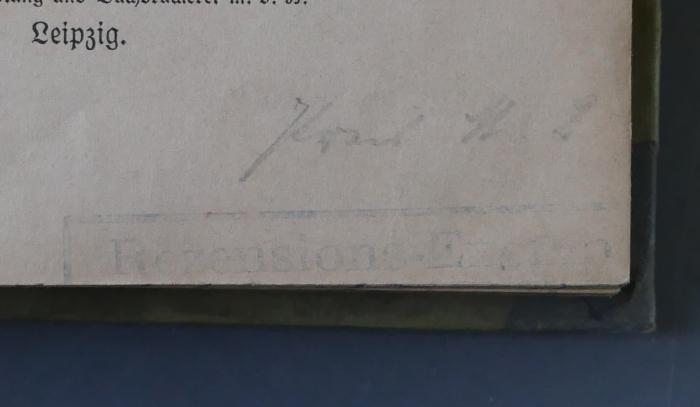 -, Stempel: Notiz; 'Rezensions-Exem[lar]'