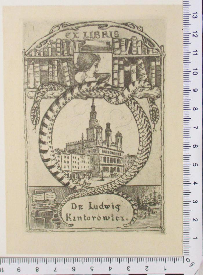 - (Kantorowicz, Ludwig), Etikett: Exlibris; 'EX LIBRIS Dr. Ludwig Kantorowlcz.'. 