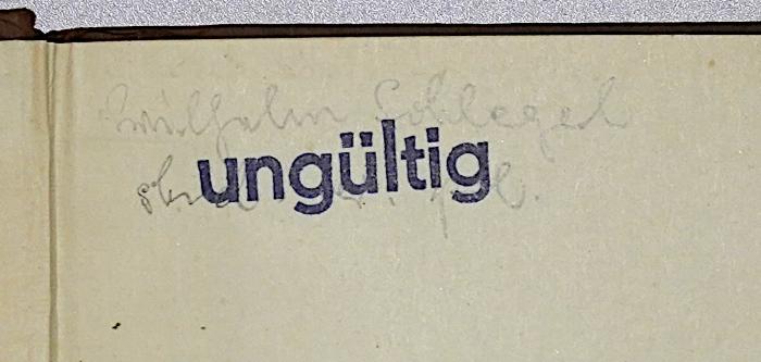 G 144 : Rußland (1912);-, Von Hand: Autogramm, Name; 'Wilhelm Schlegel [...]'