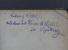 - (Nettel, Ludwig;Nettel, Heinrich), Von Hand: Name, Exlibris; 'Ludwig Nettel, [?Andenken an?] Heinrich Nettel aus Teplitz'. 