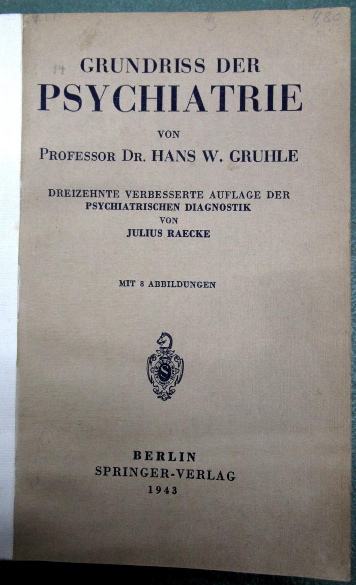 Kk 436 ac: Grundriss der Psychiatrie (1943)