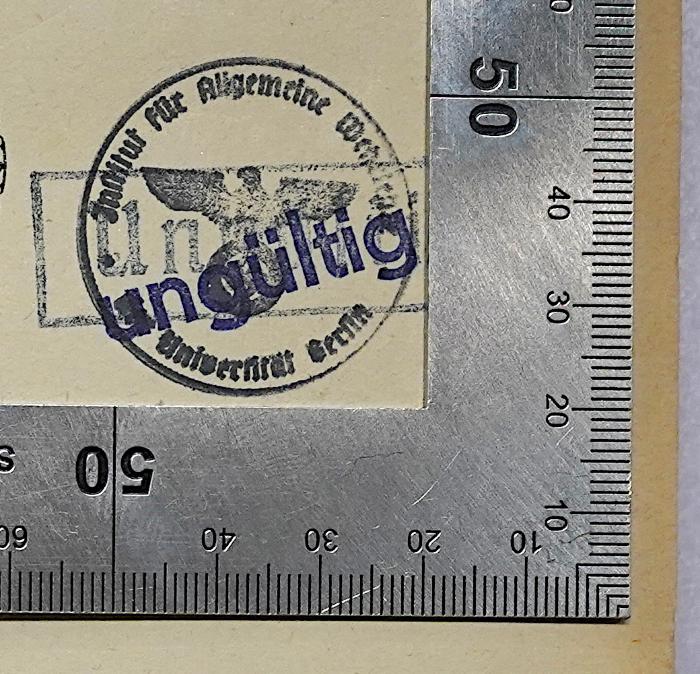 G 421 : Geschichte Rußlands von 1878 bis 1918 (1922);- (Institut für Allgemeine Wehrlehre der Universität Berlin ), Stempel: Berufsangabe/Titel/Branche, Ortsangabe; 'Institut für Allgemeine Wehrlehre [der?] Universität Berlin'. 