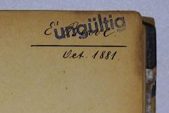 -, Von Hand: Name, Datum; 'E. Berve. [Oc]t. 1881.'