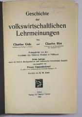 Da 80<3>a : Geschichte der volkswirtschaftlichen Lehrmeinungen (1923)