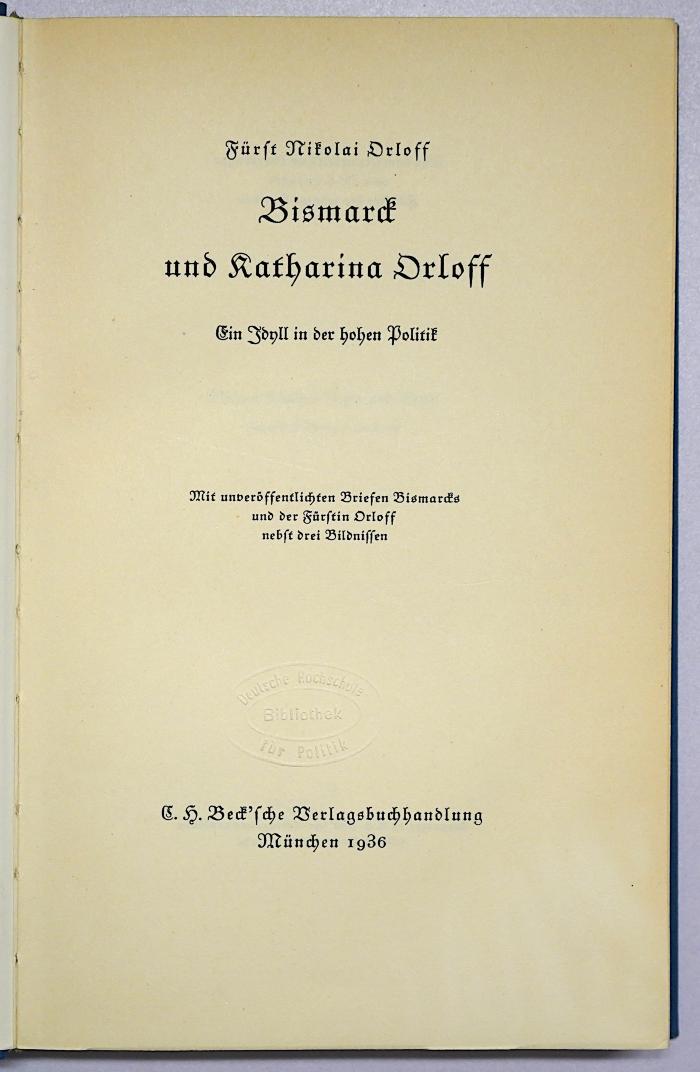 G 496 : Bismarck und Katharina Orloff (1936)