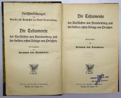 G 473 : Die Testamente der Kurfürsten von Brandenburg und der beiden ersten Könige von Preußen (1915)
