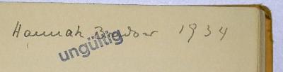 G 471 : Das Reich und Preußen im Kampf um die Führung (1931);- (von Bredow, Hannah;Bredow, Hannah), Von Hand: Autogramm, Name, Datum; 'Hannah Bredow 1934'. 