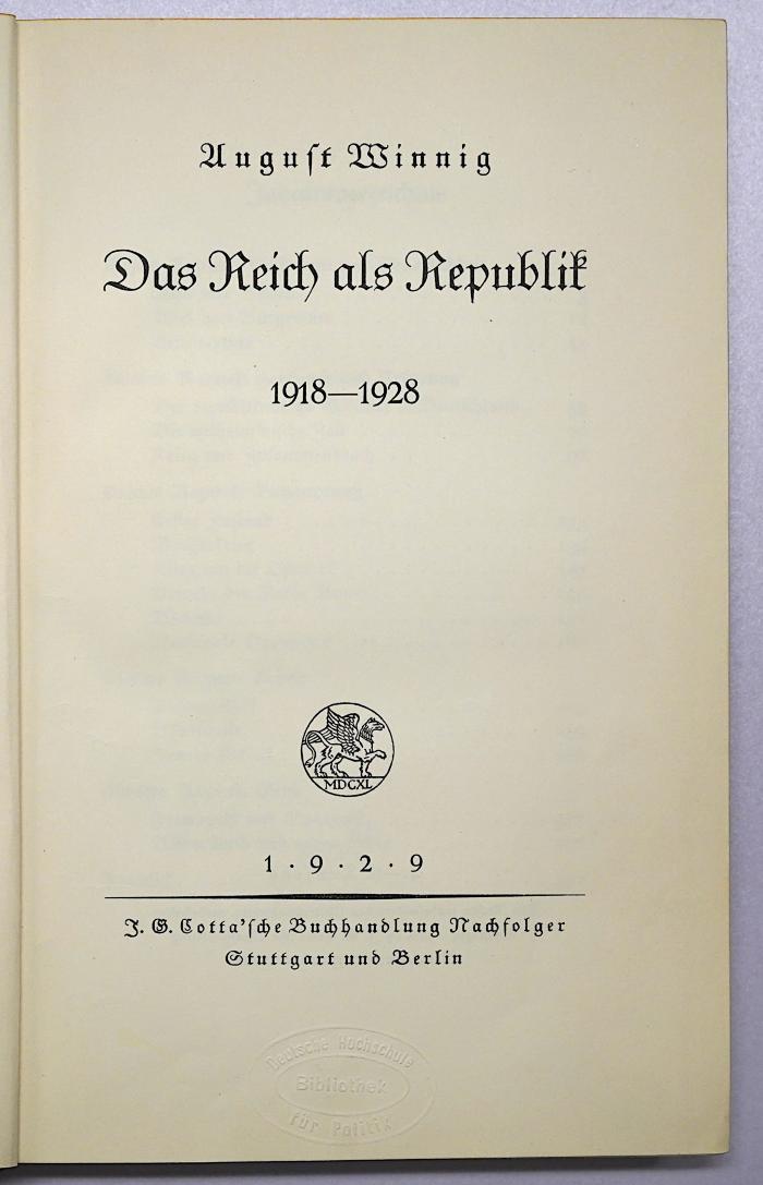 G 439 : Das Reich als Republik (1929)