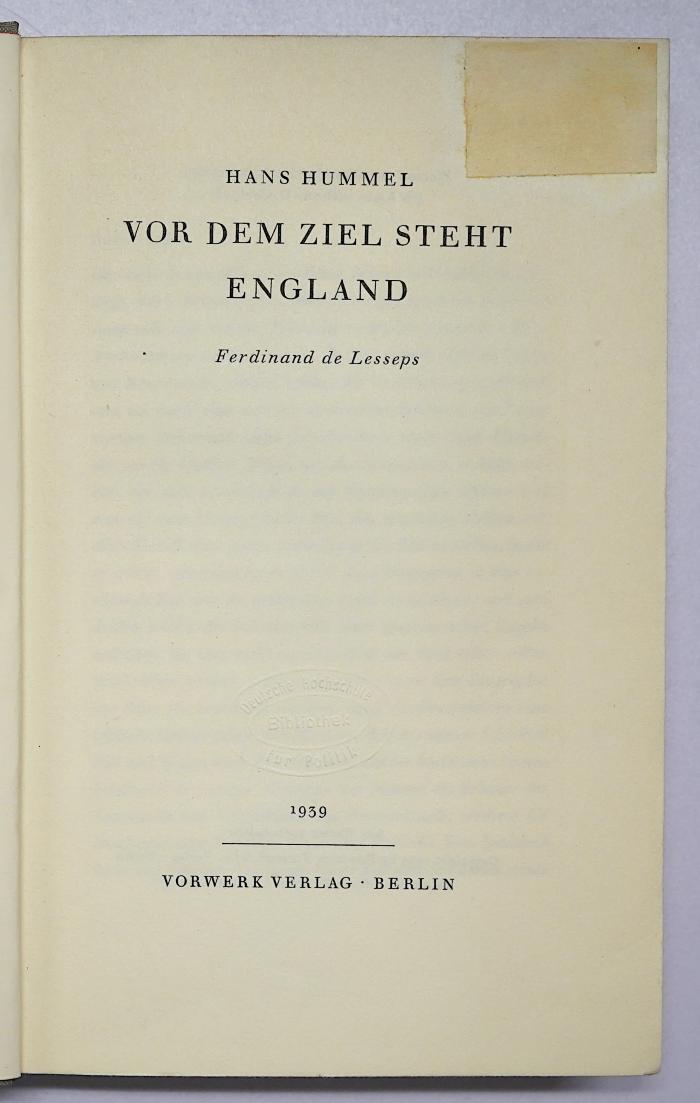 G 438 : Vor dem Ziel steht England (1939)