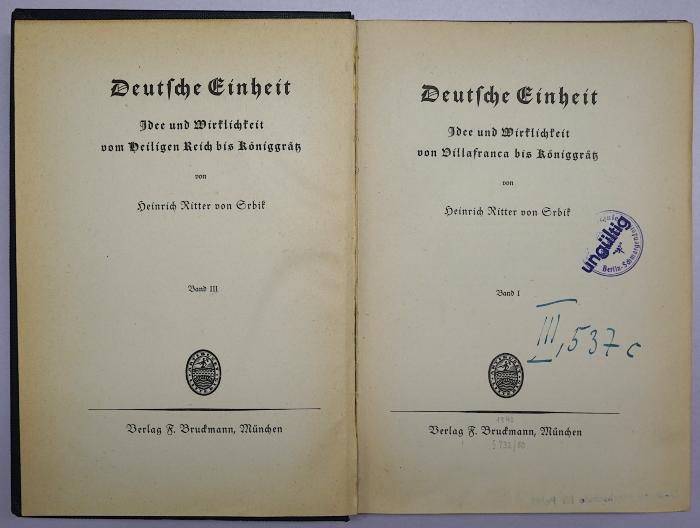 G 771-1 bis 4 : Deutsche Einheit; Bd. 1-4 (1940)