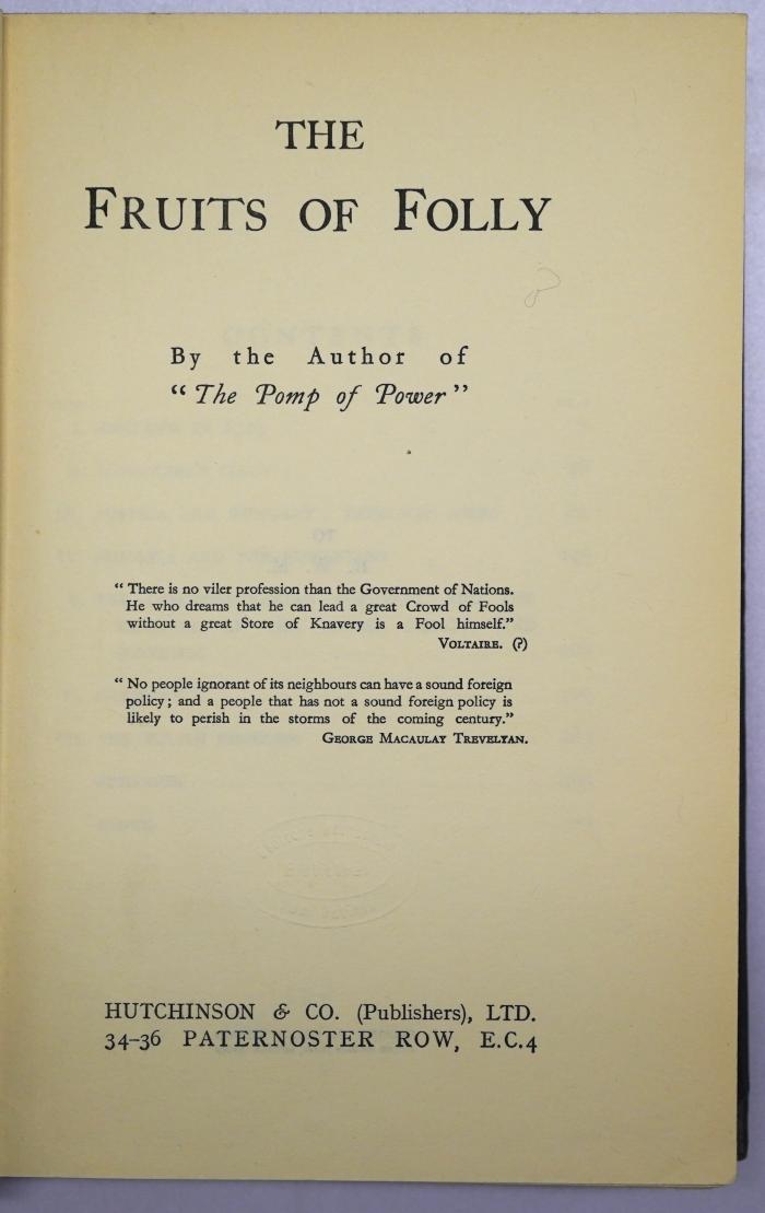 G 891 : The Fruits Of Folly (1930)