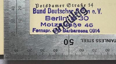 G 893 : Deutsch oder slawisch? (1928);- (Bund Deutscher Osten), Stempel: Berufsangabe/Titel/Branche, Name, Ortsangabe; 'Bund Deutscher Osten e.V. Berlin W 30 Motzstraße 46 Fernspr. B 8 Barbarossa 0914'. 