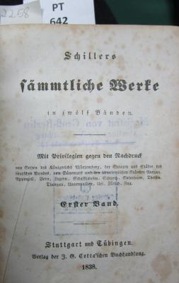  Schillers sämmtliche Werke in zwölf Bänden. Erster Band. (1838)