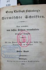  Georg Christoph Lichtenberg's Vermischte Schriften. Erster Band. (1844)