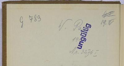 G 783-1 und 2 : Die Entstehung des Historismus. Bd. 1-2 (1936);- (Pahl, Walther), Von Hand: Autogramm, Name; 'W. Pahl 1941 Nr. 32[/7b] I [...und II]'. 