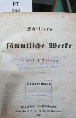  Schillers sämmtliche Werke in zwölf Bänden. Dritter Band. (1838)