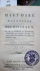  Histoire naturelle des minéraux. Tome sixieme. (1740)